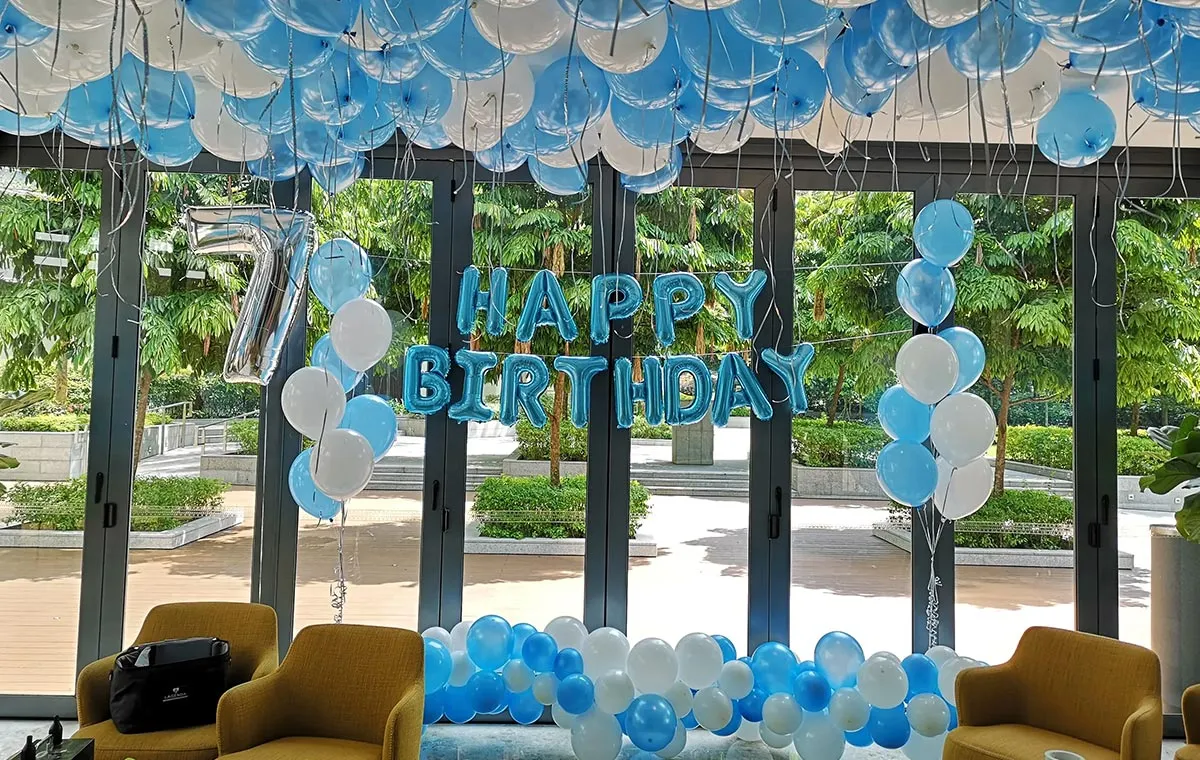 Birthday19-1 بادکنک آرایی آبی - تصویر 1